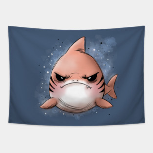 Grumpy Tiger Shark Tapestry