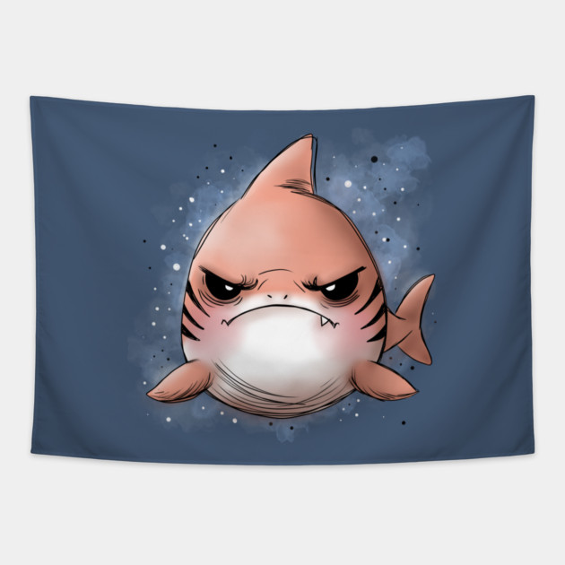 Grumpy Tiger Shark Tapestry by H. R. Sinclair