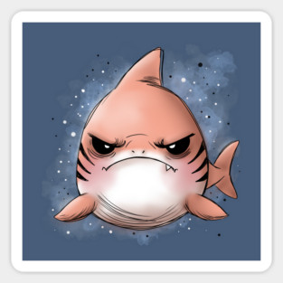 Grumpy Tiger Shark Sticker