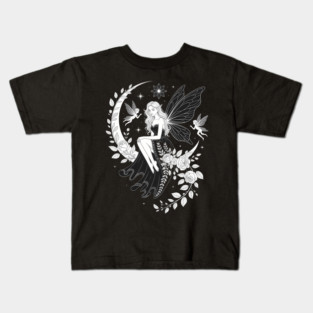 Fairy Crescent Moon Grunge Cottagecore Fairycore Naturecore Kids T-Shirt