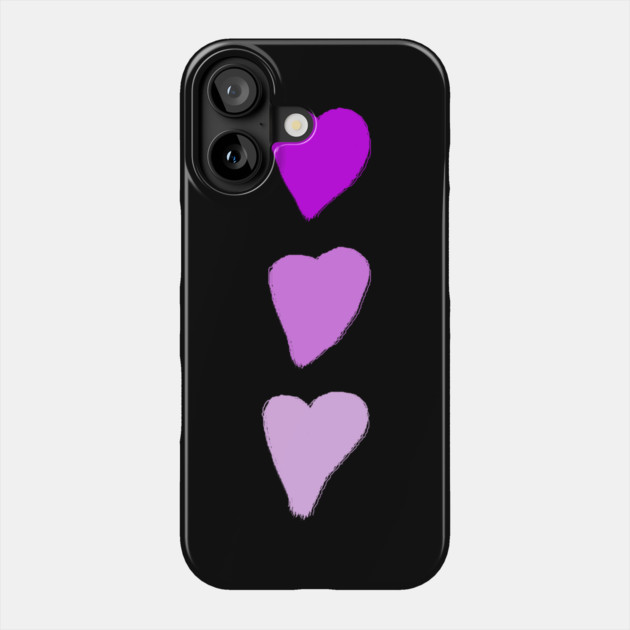Valentines Day Three Pink Hearts Phone Case by Creatifly Graphic Tees