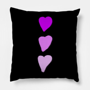 Valentines Day Three Pink Hearts Pillow
