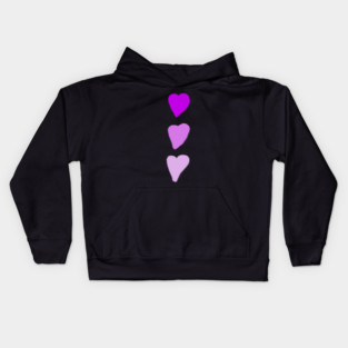 Valentines Day Three Pink Hearts Kids Hoodie