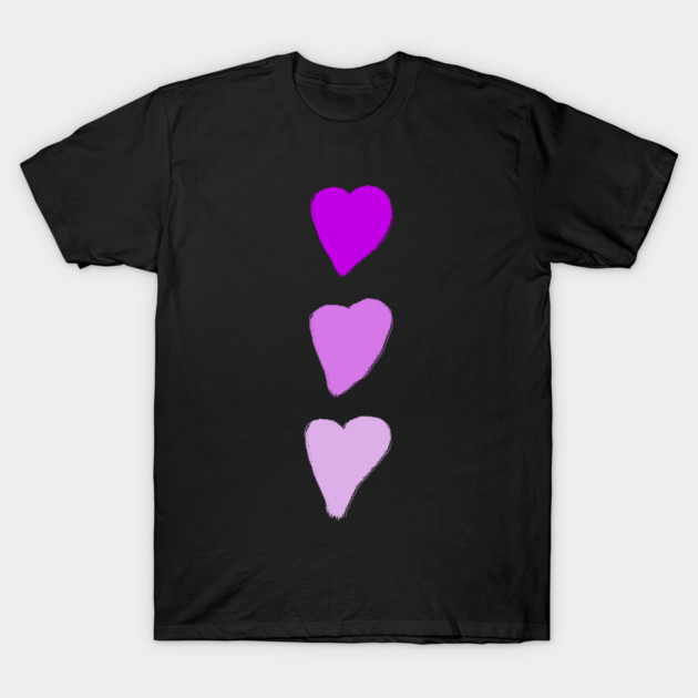 Valentines Day Three Pink Hearts T-Shirt by Creatifly Graphic Tees