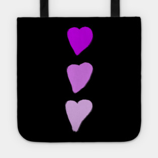 Valentines Day Three Pink Hearts Tote