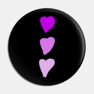 Valentines Day Three Pink Hearts Pin