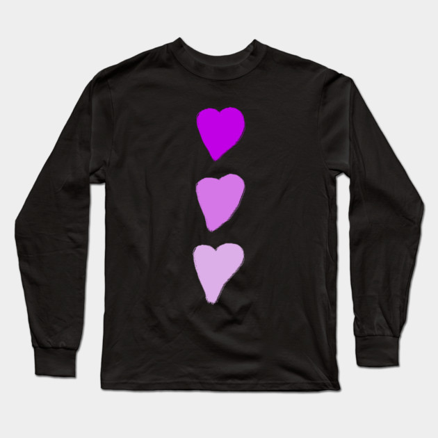 Valentines Day Three Pink Hearts Long Sleeve T-Shirt by Creatifly Graphic Tees