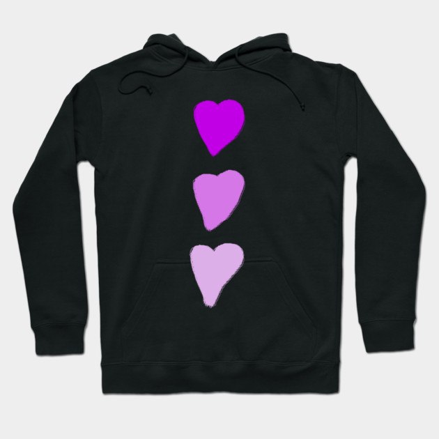 Valentines Day Three Pink Hearts Hoodie by Creatifly Graphic Tees