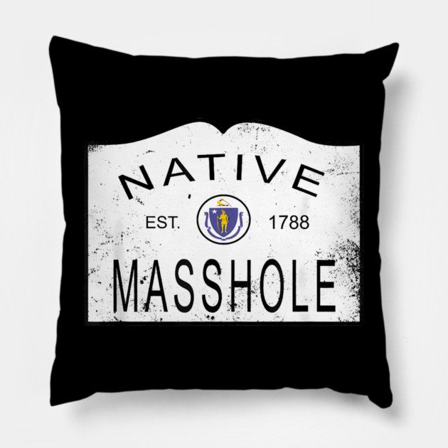 Native masshole massachusetts ma 1788 vintage Pillow by James Bates