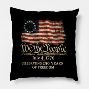 We The People Vintage Patriotic Flag Art Pillow