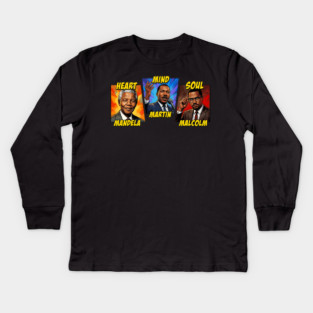 Heart, Mind, Soul Icons: Mandela, Martin, Malcolm Comic Art Kids Long Sleeve T-Shirt