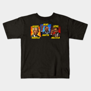 Heart, Mind, Soul Icons: Mandela, Martin, Malcolm Comic Art Kids T-Shirt