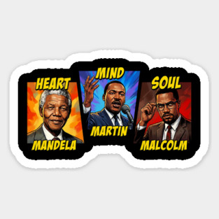 Heart, Mind, Soul Icons: Mandela, Martin, Malcolm Comic Art Sticker