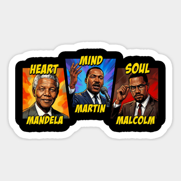 Heart, Mind, Soul Icons: Mandela, Martin, Malcolm Comic Art Magnet by UrbanLifeApparel