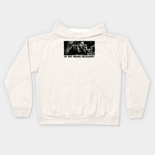 Malcolm X: By Any Means Necessary - Noir Comic Art Kids Hoodie by UrbanLifeApparel