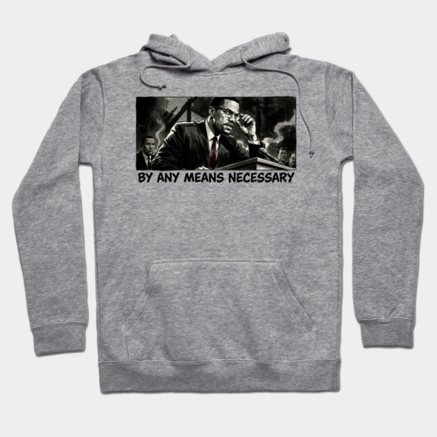 Malcolm X: By Any Means Necessary - Noir Comic Art Hoodie by UrbanLifeApparel