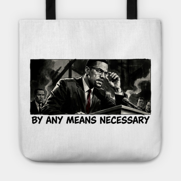 Malcolm X: By Any Means Necessary - Noir Comic Art Tote by UrbanLifeApparel
