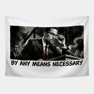 Malcolm X: By Any Means Necessary - Noir Comic Art Tapestry