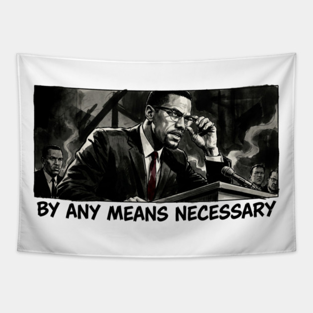 Malcolm X: By Any Means Necessary - Noir Comic Art Tapestry by UrbanLifeApparel