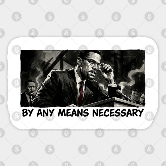 Malcolm X: By Any Means Necessary - Noir Comic Art Sticker by UrbanLifeApparel