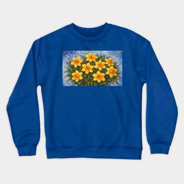 Post-Impressionist Daffodils – Expressive Yellow Spring Florals Crewneck Sweatshirt by DonWillisJrArt
