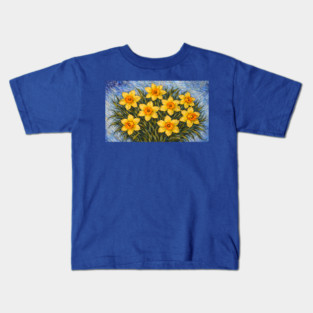 Post-Impressionist Daffodils – Expressive Yellow Spring Florals Kids T-Shirt