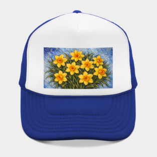Post-Impressionist Daffodils – Expressive Yellow Spring Florals Hat