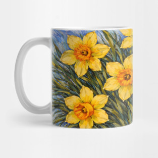 Post-Impressionist Daffodils – Expressive Yellow Spring Florals Mug