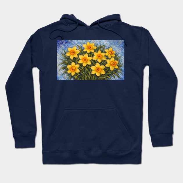 Post-Impressionist Daffodils – Expressive Yellow Spring Florals Hoodie by DonWillisJrArt