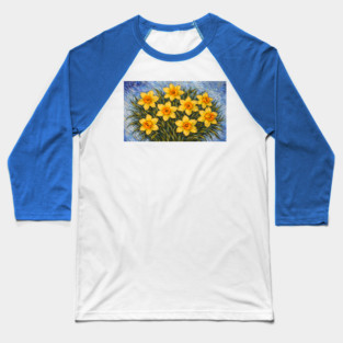 Post-Impressionist Daffodils – Expressive Yellow Spring Florals Baseball T-Shirt