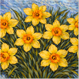 Post-Impressionist Daffodils – Expressive Yellow Spring Florals Posters and Art