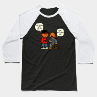 Down With O.P.P. - 90s Hip Hop Cartoon Parody Baseball T-Shirt