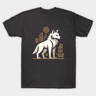 Geometric White Wolf Spirit Animal Modern Minimalist Wildlife Art T-Shirt