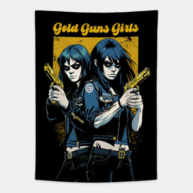 GOLD GUNS GIRLS Tapestry by artslaves