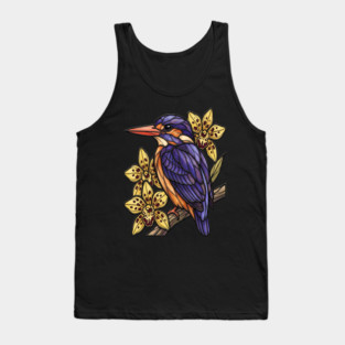 African Pygmy Kingfisher Orchid Art Tank Top