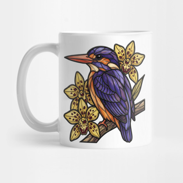 African Pygmy Kingfisher Orchid Art by BirdsnStuff
