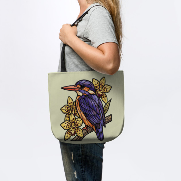 African Pygmy Kingfisher Orchid Art by BirdsnStuff