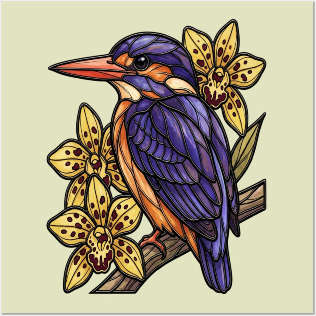 African Pygmy Kingfisher Orchid Art Wall Art by BirdsnStuff