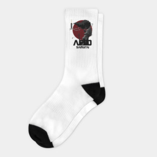 Afro Anime Manga Samurai Japan Vintage Socks