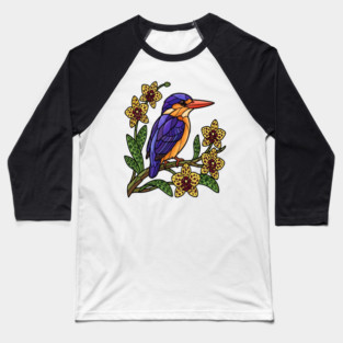 Vibrant African Pygmy Kingfisher Design Baseball T-Shirt