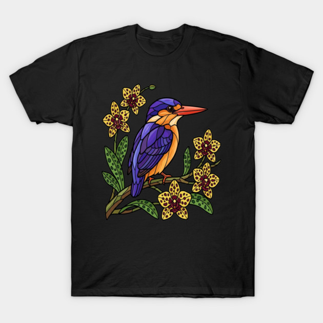 Vibrant African Pygmy Kingfisher Design T-Shirt by BirdsnStuff