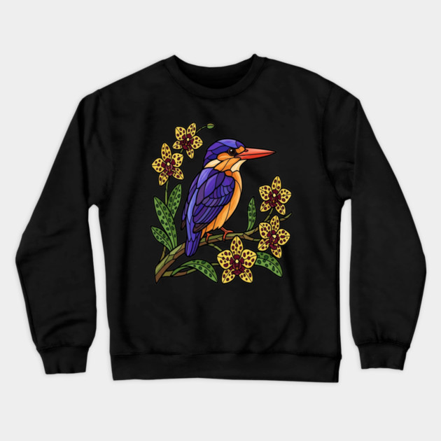 Vibrant African Pygmy Kingfisher Design Crewneck Sweatshirt by BirdsnStuff