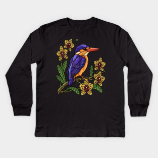 Vibrant African Pygmy Kingfisher Design Kids Long Sleeve T-Shirt