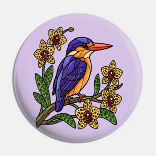 Vibrant African Pygmy Kingfisher Design Pin