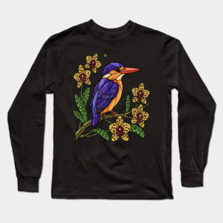 Vibrant African Pygmy Kingfisher Design Long Sleeve T-Shirt