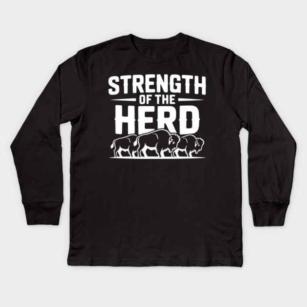 Strength of the Herd Kids Long Sleeve T-Shirt by Frank Ring