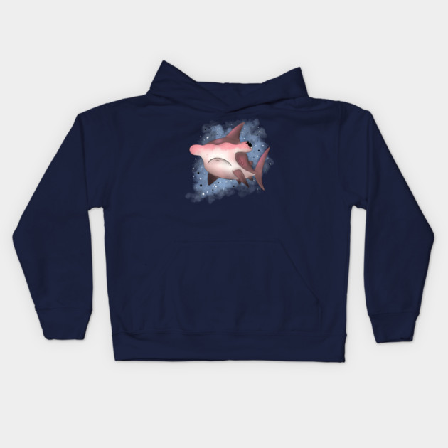 Grumpy Hammerhead Shark Kids Hoodie by H. R. Sinclair