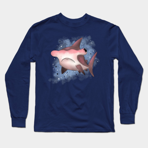 Grumpy Hammerhead Shark Long Sleeve T-Shirt by H. R. Sinclair