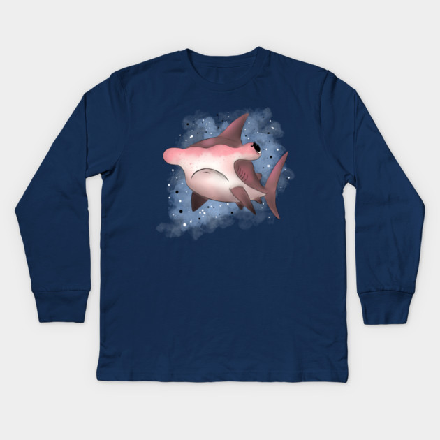 Grumpy Hammerhead Shark Kids Long Sleeve T-Shirt by H. R. Sinclair