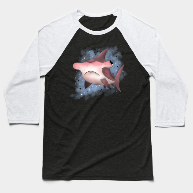 Grumpy Hammerhead Shark Baseball T-Shirt by H. R. Sinclair
